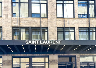 Saint Laurent clothing store, building exterior detail, 72 Gansevoort Street, Meatpacking District,