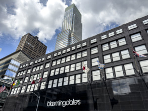 Bloomingdale's Department Store, building exterior with Bloomberg Tower in background, Third