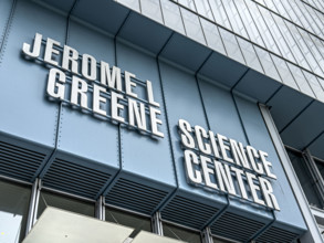 Jerome L. Greene Science Center, Columbia University, building exterior detail, low angle view,