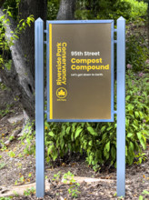 Sign for 95th Street Compost Compound, Riverside Park Conservancy, Riverside Park, Manhattan, New