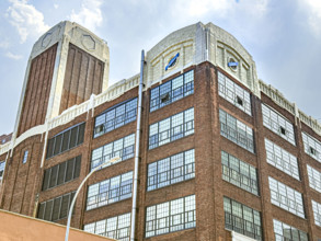 Studebaker Building, Columbia University, building exterior, low angle view, Manhattanville Campus,