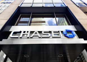 Chase Bank branch office, building exterior, low angle view, Manhattan, New York City, New York,