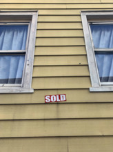 Sold Sign Posted on House, Brooklyn, New York, USA