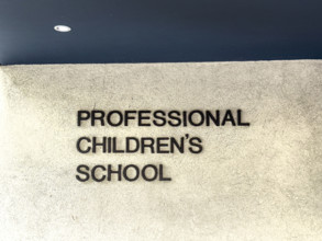 Professional Children's School, a college-preparatory school, building exterior detail, 132 West