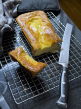 Freshly baked cloud bread with Greek yogurt