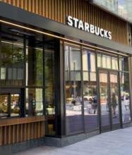 Starbucks, building exterior, Hudson Yards, Manhattan, New York City, New York, USA