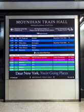 Digital train departure information for Long Island Rail Road, Amtrak and New Jersey Transit,
