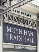 Moynihan Train Hall, interior detail, Pennsylvania Station, Manhattan, New York City, New York, USA