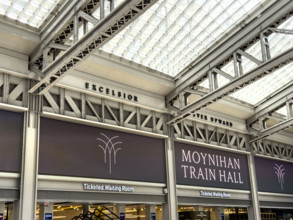 Moynihan Train Hall, interior detail, Pennsylvania Station, Manhattan, New York City, New York, USA