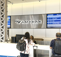 Amtrak ticket counter, Moynihan Train Hall, Pennsylvania Station, Manhattan, New York City, New
