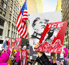 Demonstrators participating in "No Kings" Protest March, Manhattan, New York City, New York, USA,