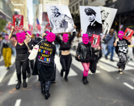 Demonstrators participating in "No Kings" Protest March, Manhattan, New York City, New York, USA,