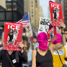 Demonstrators participating in "No Kings" Protest March, Manhattan, New York City, New York, USA,