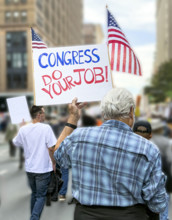Demonstrators participating in "No Kings" Protest March, Manhattan, New York City, New York, USA,