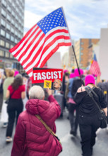 Demonstrators participating in "No Kings" Protest March, Manhattan, New York City, New York, USA,