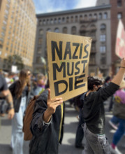 Demonstrators participating in "No Kings" Protest March, Manhattan, New York City, New York, USA,