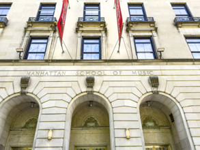 Manhattan School of Music, building exterior, low angle view, 130 Claremont Avenue, Morningside