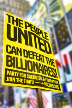 Demonstrators participating in "No Kings" Protest March, Times Square, Manhattan, New York City,