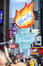 Demonstrators participating in "No Kings" Protest March, Times Square, Manhattan, New York City,