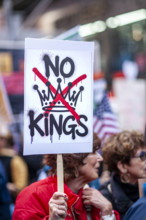 Demonstrators participating in "No Kings" Protest March, Times Square, Manhattan, New York City,