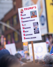 Demonstrators participating in "No Kings" Protest March, Times Square, Manhattan, New York City,