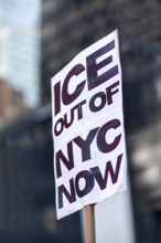 Demonstrators participating in "No Kings" Protest March, Times Square, Manhattan, New York City,