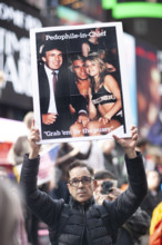 Demonstrators participating in "No Kings" Protest March, Times Square, Manhattan, New York City,
