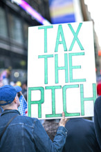 Demonstrators participating in "No Kings" Protest March, Times Square, Manhattan, New York City,