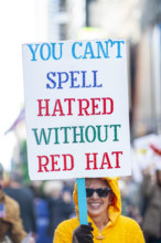Demonstrators participating in "No Kings" Protest March, Times Square, Manhattan, New York City,