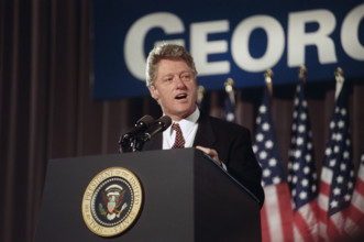 U.S. President Bill Clinton delivering an address to business leaders, Atlanta, Georgia, USA,
