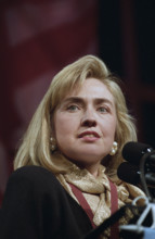 U.S. First Lady Hilary Clinton speaking at March of Dimes Awards dinner, Excelsior Hotel, Little