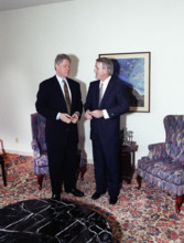 U.S. President Bill Clinton meeting with Canadian Prime Minister Brian Mulroney at the University