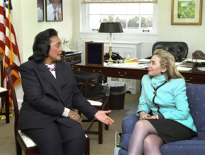 U.S. First Lady Hillary Clinton with civil rights leader Coretta Scott King, Washington, D.C., USA,