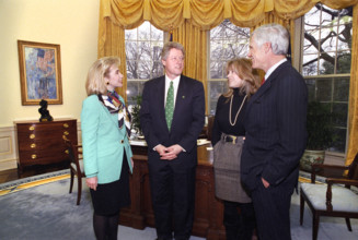 U.S. President Bill Clinton and U.S. First Lady Hillary Clinton meeting with American Actress Jane