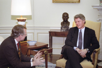 U.S. President Bill Clinton meeting with U.S. Senator from Nevada Harry Reid, Oval Office, White