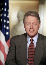 Half-length portrait of U.S. President Bill Clinton in the Cabinet Room, White House, Washington, D