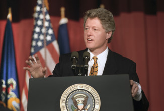 U.S. President Bill Clinton addressing the National League of Cities Legislative conference,