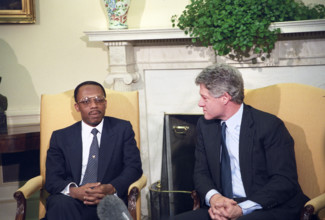 U.S. President Bill Clinton meeting with Haitian President Jean-Bertrand Aristide in the Oval
