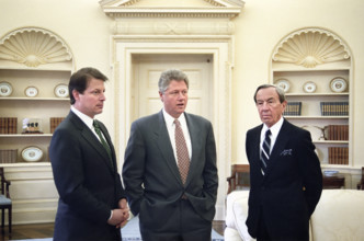 U.S. President Bill Clinton, U.S. Vice President Al Gore and U.S. Secretary of State Warren