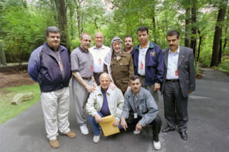 Palestinian Authority Chairman Yasser Arafat and the Palestinian delegation at Camp David during