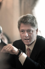 U.S. President Bill Clinton during his first cabinet meeting in the Cabinet Room of the White