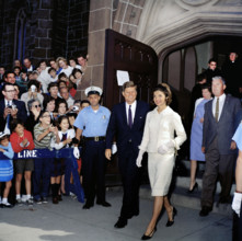 U.S. President John F. Kennedy and U.S. First Lady Jacqueline Kennedy leaving St. Mary’s Church