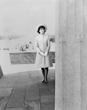 U.S. First Lady Jacqueline Kennedy standing at Vijay Chowk following her arrival in New Delhi,