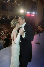 U.S. President Ronald Reagan and U.S. First Lady Nancy Reagan dancing at the Pension Building
