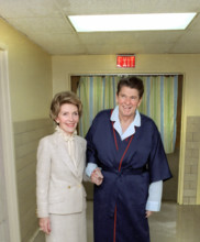 U.S. President Ronald Reagan and U.S. First Lady Nancy Reagan at George Washington Hospital