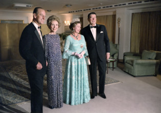 U.S. President Ronald Reagan and U.S. First Lady Nancy Reagan celebrating their thirty-first