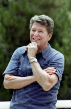 U.S. President Ronald Reagan, half-length portrait at Rancho Del Cielo, Santa Barbara, California,