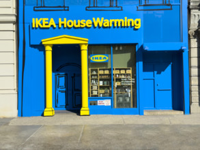 IKEA House Warming retail store pop-up, building exterior, East 17th Street, Flatiron District,