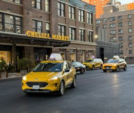 Chelsea Market and street scene at dusk, Ninth Avenue, Chelsea, Manhattan, New York City, New York,