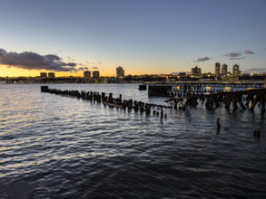 Hudson River and New Jersey landscape as viewed from Riverside Park South at sunset, Upper West